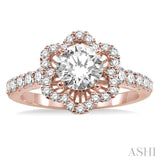 Flower Semi-Mount Diamond Engagement Ring