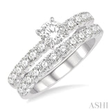 3/4 Ctw Diamond Wedding Set With 1/2 Ctw Round Cut Engagement Ring and 1/4 Ctw Wedding Band in 14K White Gold