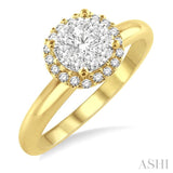 1/3 Ctw Lovebright Round Cut Diamond Engagement Ring in 14K Yellow and White gold