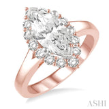 5/8 ctw Marquise Shape Round Cut Diamond Semi-Mount Engagement Ring in 14K Rose and White Gold
