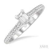 1/2 ctw Round & Emerald Cut Diamond Engagement Ring With 1/3 ctw Emerald Cut Center Stone in 14K White Gold