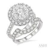 2 5/8 Ctw Round Shape Diamond Lovebright Wedding Set with 2 Ctw Engagement Ring and 5/8 Ctw Wedding Band in 14K White Gold