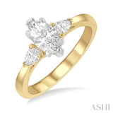 1/4 ctw Marquise Shape Pear Cut Diamond Semi-Mount Engagement Ring in 14K Yellow and White gold