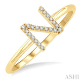 1/20 Ctw Initial 'N' Round Cut Diamond Fashion Ring in 10K Yellow Gold