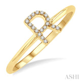 1/20 Ctw Initial 'R' Round Cut Diamond Fashion Ring in 10K Yellow Gold