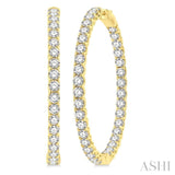 10 Ctw Inside-Out Round Cut Diamond 1 3/4 Inch Hoop Earrings in 14K Yellow Gold