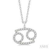 1/8 Ctw Cancer Round Cut Diamond Zodiac Pendant With Chain in 14K White Gold