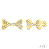 1/6 Ctw Dog Bone Petite Round Cut Diamond Fashion Stud Earring in 10K Yellow Gold
