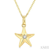 1/50 Ctw Starfish Petite Round Cut Diamond Fashion Pendant With Chain in 10K Yellow Gold