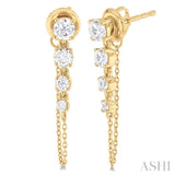 1 ctw Journey Round Cut Diamond Fashion Long Chain Earring in 14K Yellow Gold