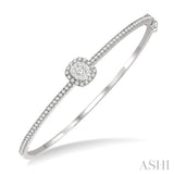 1 ctw Cushion Shape Lovebright Round Cut Diamond Stackable Bangle in 14K White Gold