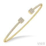 1/2 Ctw Cushion Shape Open End Round Cut Diamond Stackable Cuff Bangle in 14K Yellow Gold