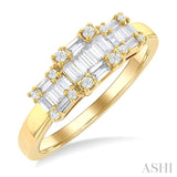 1/2 ctw Past, Present & Future Baguette and Round Cut Diamond Fusion Fashion Ring in 14K Yellow Gold