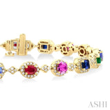 Mixed Shape Halo Gemstone & Diamond Bracelet