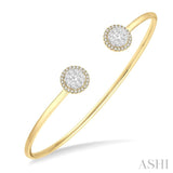 5/8 Ctw Lovebright Round Open Cuff Diamond Bangle in 14K Yellow and White Gold