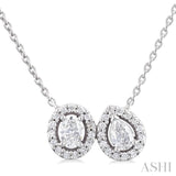 3/8 ctw Toi Et Moi Diamond Necklace in 14K White Gold