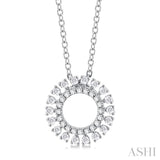 1/4 ctw Circle Round Cut Diamond Fashion Pendant With Chain in 10K White Gold
