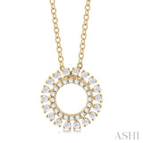 1/4 ctw Circle Round Cut Diamond Fashion Pendant With Chain in 10K Yellow Gold