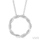 1/10 ctw Entwined Circle Round Cut Diamond Geometric Fashion Pendant With Chain in 10K White Gold