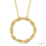 1/10 ctw Entwined Circle Round Cut Diamond Geometric Fashion Pendant With Chain in 10K Yellow Gold