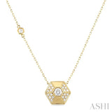 3/8 ctw Hexagon Shape Single Cut Diamond Fashion Necklace in 14K Yellow Gold