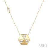 1/4 ctw Petite Hexagonal Shape Round Cut Diamond Fashion Necklace in 14K Yellow Gold
