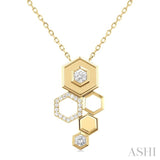 3/8 ctw Asymmetric Hexagon Motif Round Cut Diamond Fashion Necklace in 14K Yellow Gold