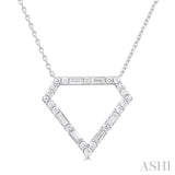 1/3 ctw Geometric Fusion Baguette and Round Cut Diamond Fashion Necklace in 10K White Gold