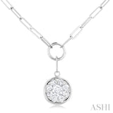 1/4 ctw Lovebright Circular Shape Round Cut Diamond Paper Clip Necklace in 14K White Gold