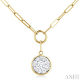 1/4 ctw Lovebright Circular Shape Round Cut Diamond Paper Clip Necklace in 14K Yellow & White Gold