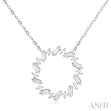 3/8 ctw Circle Baguette and Round Cut Diamond Scatter Necklace in 10K White Gold