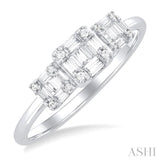 1/4 ctw Past, Present & Future Baguette and Round Cut Diamond Fusion Fashion Ring in 14K White Gold