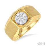 1/2 ctw Basin Nestled Circular Mount Lovebright Round Cut Diamond Men's Ring in 14K Yellow and White Gold