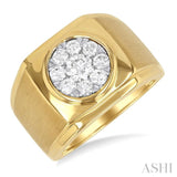 1 ctw Cushion Shape Top Lovebright Round Cut Diamond Men's Ring in 14K Yellow and White Gold