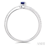 Oval Shape Gemstone & Petite Diamond Fashion Ring