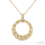 1/3 Ctw Art Deco Circle Round Cut Diamond Fashion Pendant With Chain in 10K Yellow Gold
