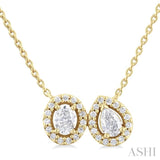 3/8 ctw Toi Et Moi Diamond Necklace in 14K Yellow Gold