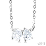 1/3 ctw Toi Et Moi Oval and Pear Cut Diamond Necklace in 14K White Gold