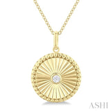 1/20 ctw Round Medallion Round Cut Diamond Pendant With Chain in 10K Yellow Gold