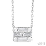 1/4 ctw Fusion Baguette and Round Cut Diamond Pendant With Chain in 14K White Gold