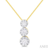 1/4 ctw Lovebright 3 stone Essential Round Cut Diamond Pendant with Chain in 14K Yellow and White Gold