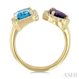 Toi Et Moi Gemstone & Halo Diamond Fashion Open Ring