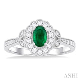 Oval Shape Halo Gemstone & Diamond Ring