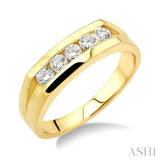 1/2 ctw Channel Set Round Cut Diamonds Men's Ring in 14K Yellow Gold