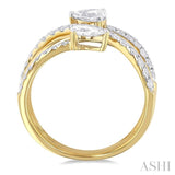 Pear Shape 2 Stone East-West Diamond Fashion Open Ring