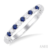1/6 ctw Round Cut 1.75MM Sapphire and Diamond Precious Wedding Band in 14K White Gold