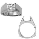 Four prong solitaire blank setting in 14K White gold (Holds 1/2 Carat to 2 Carat Center Sold Separately) with European Shank