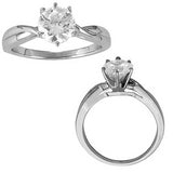Six prong solitaire blank setting in 14K White gold (1/2 to 2 Carat Center Sold Separately)