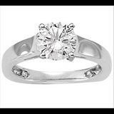 Four prong solitaire blank setting in 14K White gold (Holds 1/2 Carat to 2 Carat Center, Sold Separately