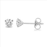 .10 Ctw Round Diamond Stud Earrings, 3 prong setting in 14Kt White Gold.  Fine Quality.